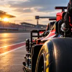 Carro de corrida sendo abastecido nos boxes de um autódromo