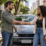 essoa analisando financiamento de carro usado antes de fechar a compra